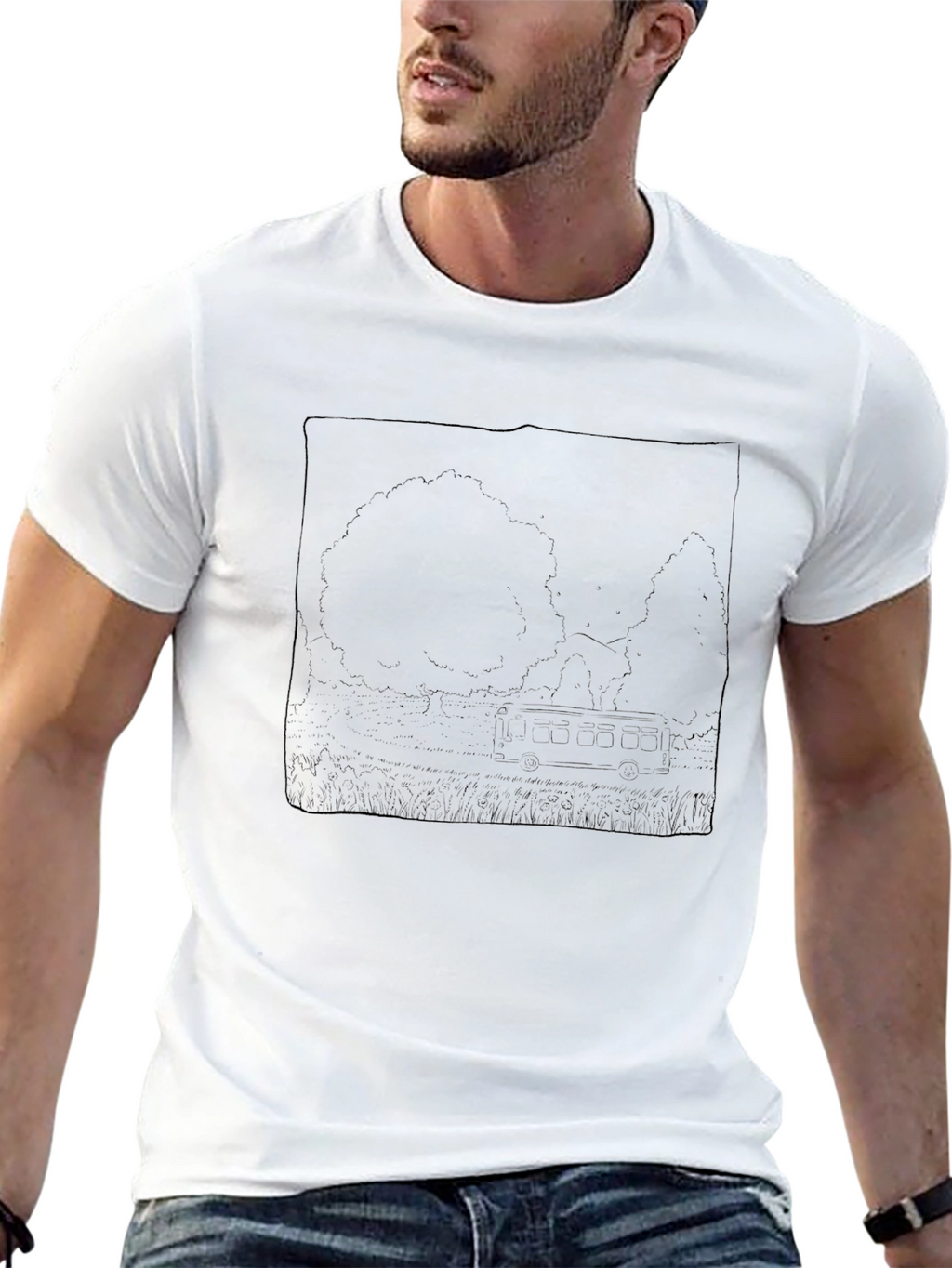 Black Graphic T-Shirt - Nature Scene