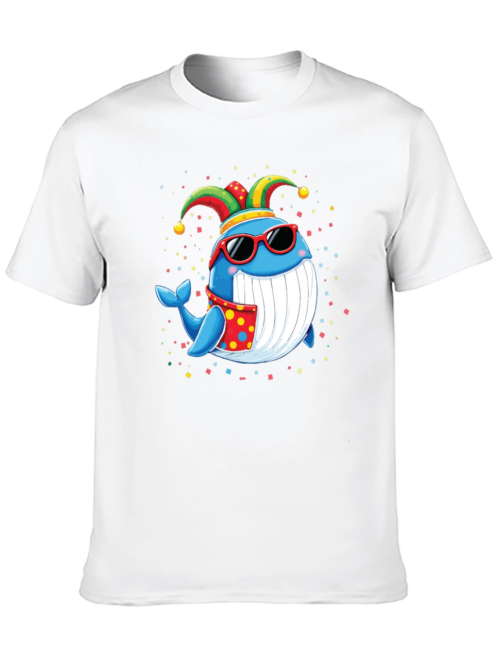 Whimsical Whale T-Shirt: Fun & Festive Cartoon Design