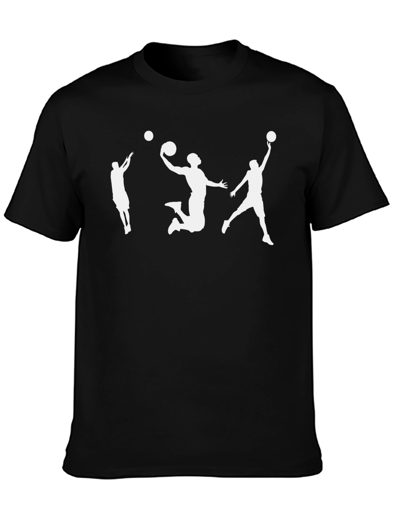 Basketball Player Silhouette Graphic Tee - Black