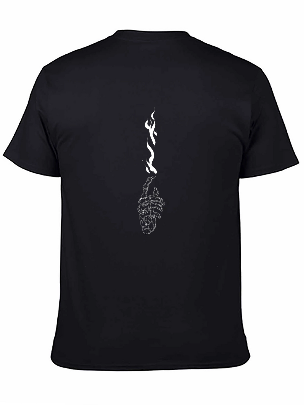 Black T-Shirt with Skeleton Hand & Flame Graphic