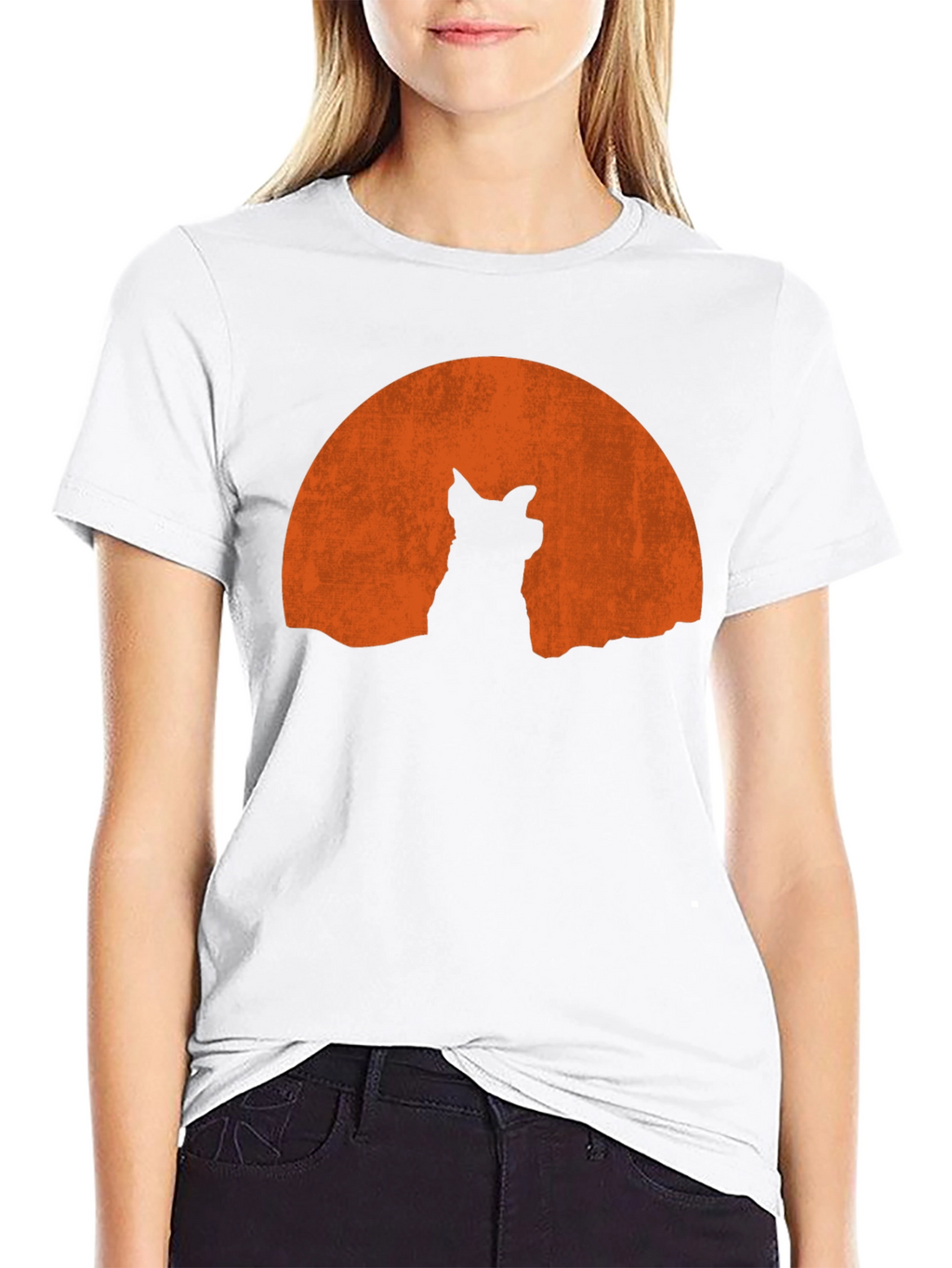 Wolf Silhouette Moon Graphic Tee - Black Casual Shirt