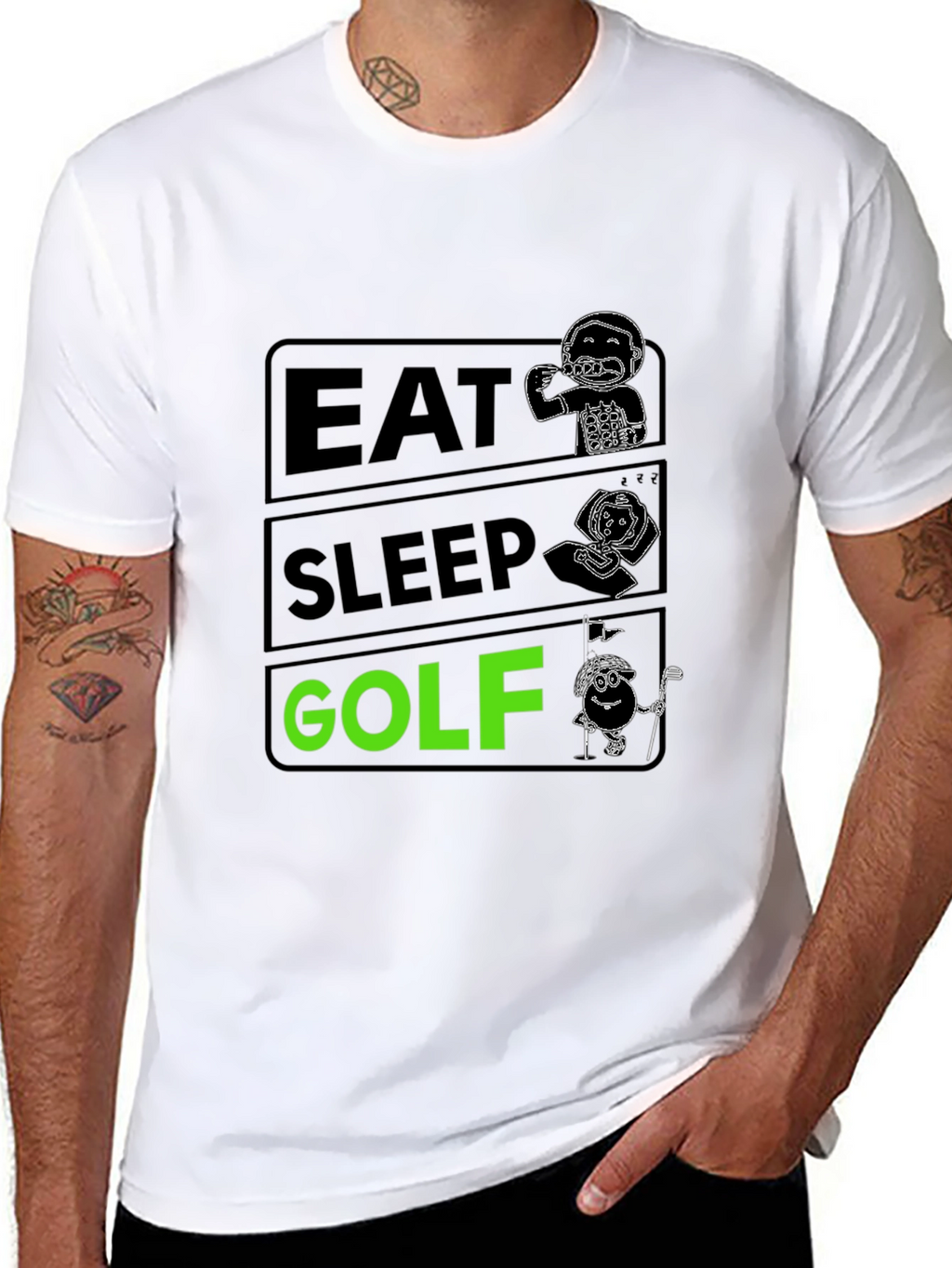 Eat Sleep Golf Black Graphic T-Shirt