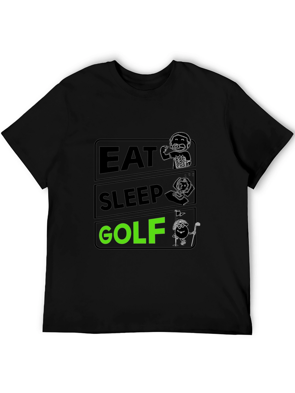 Eat Sleep Golf Black Graphic T-Shirt