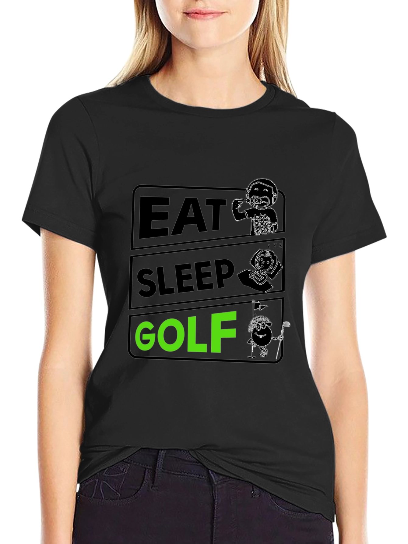 Eat Sleep Golf Black Graphic T-Shirt