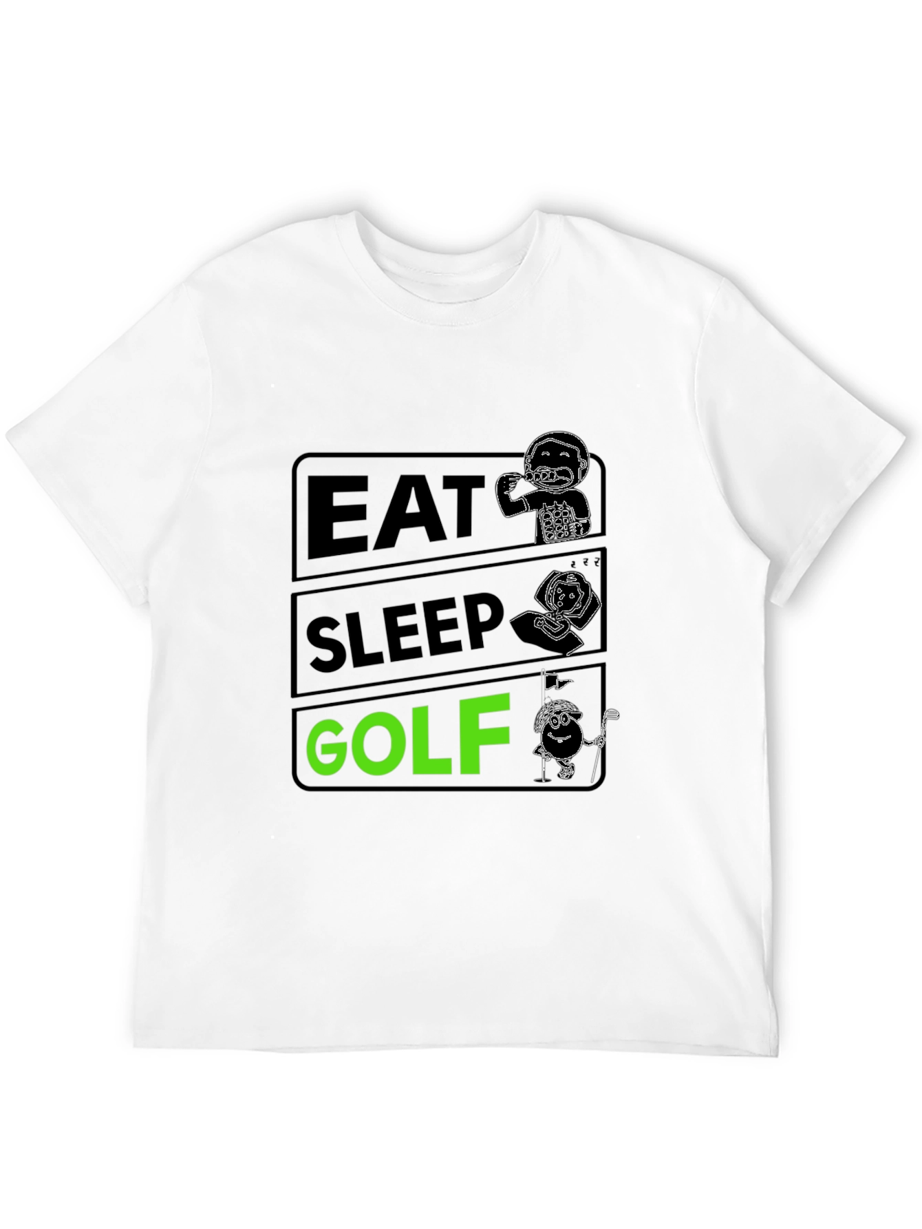 Eat Sleep Golf Black Graphic T-Shirt