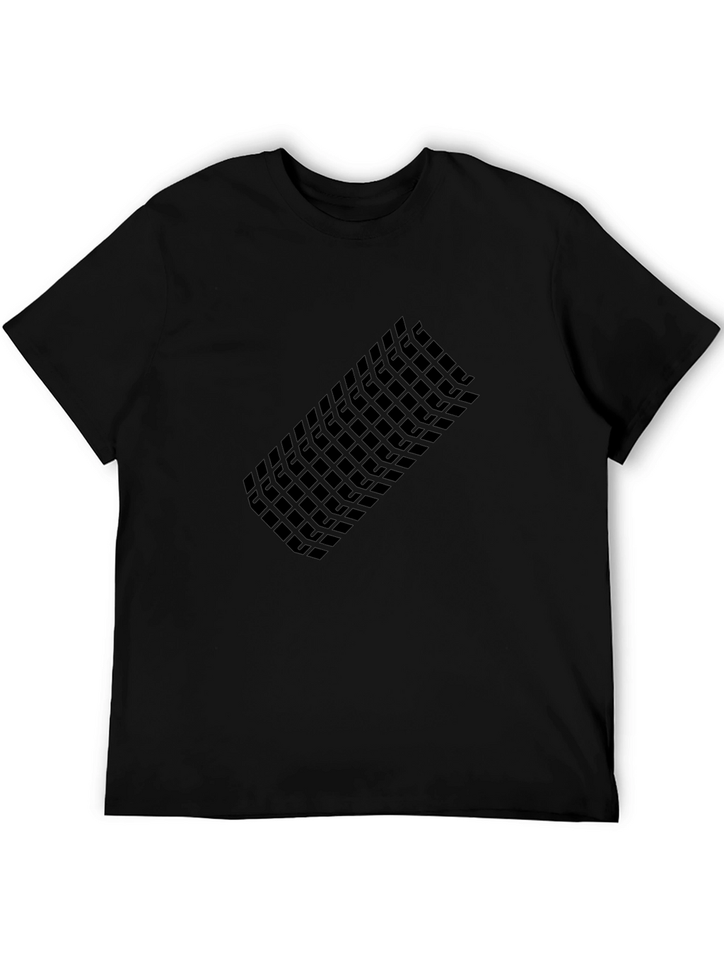 Modern Grid Graphic Tee - Black Casual T-Shirt