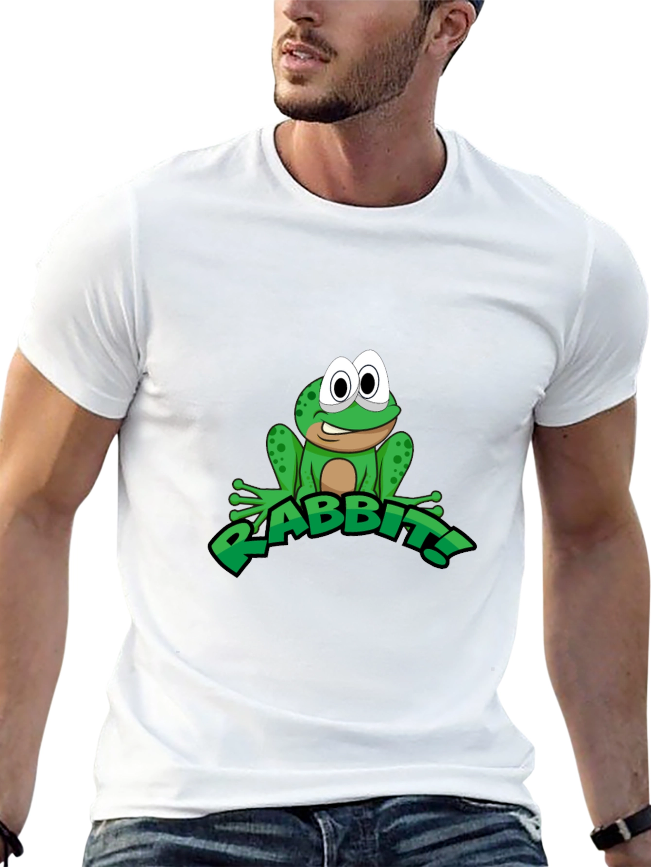 Frog RABBIT! Graphic Tee - Black Cotton T-Shirt