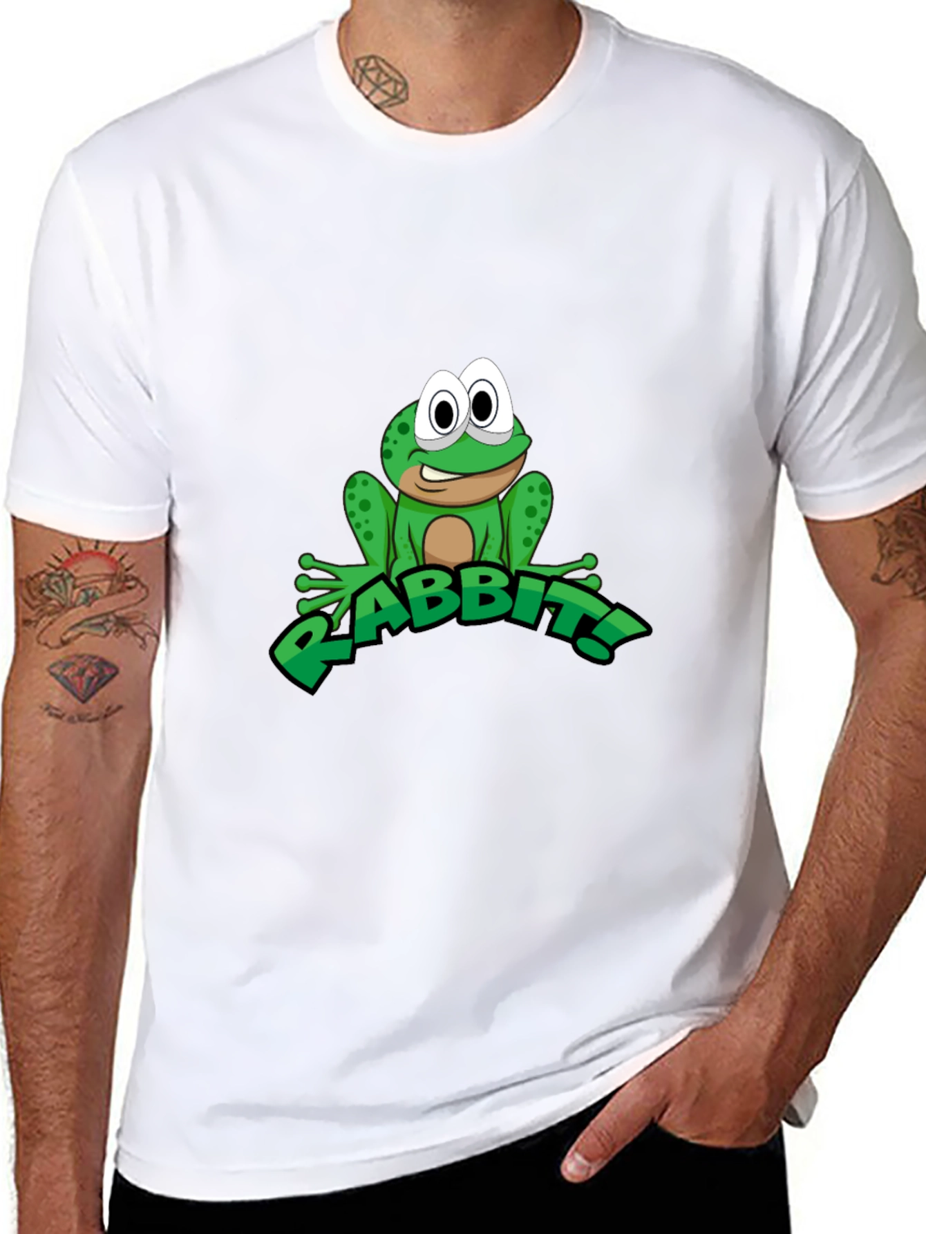 Frog RABBIT! Graphic Tee - Black Cotton T-Shirt