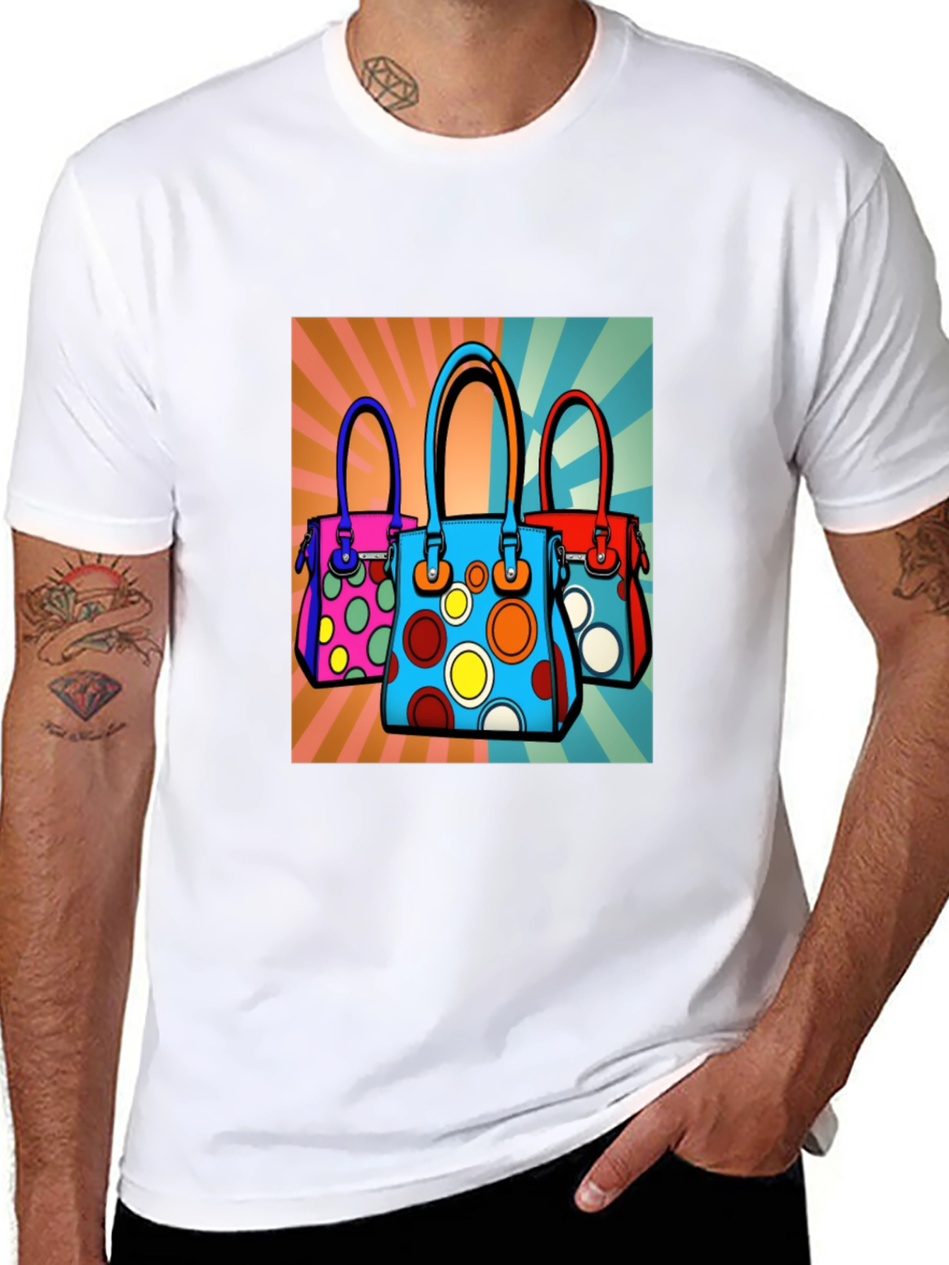 Pop Art Handbag Graphic Tee - Stylish & Unique