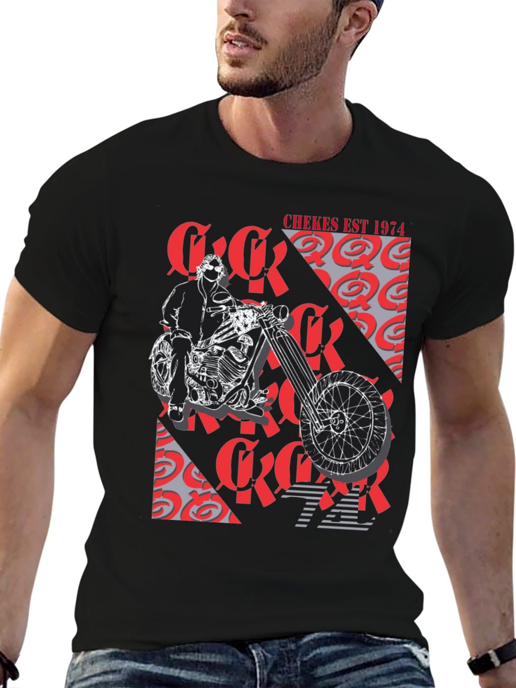 Chekes Est 1974 Black Graphic T-Shirt