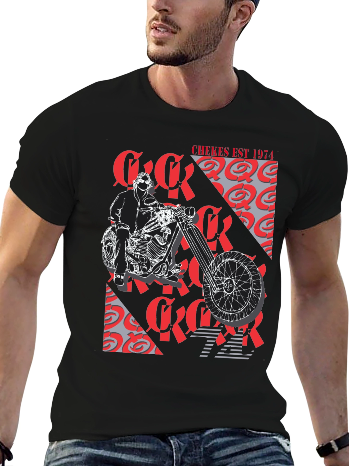 Chekes Est 1974 Black Graphic T-Shirt