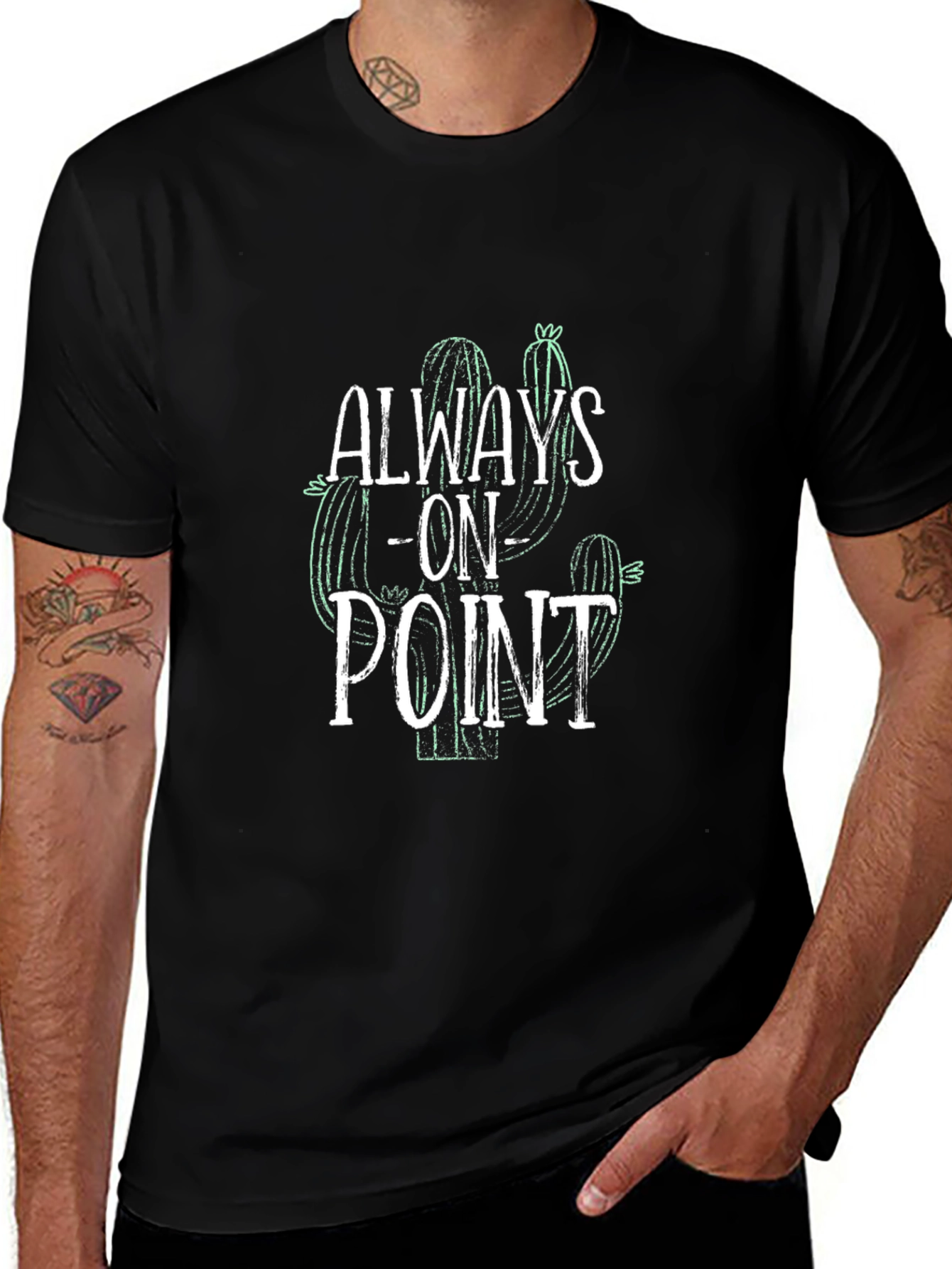 Always On Point Cactus Graphic Tee - Black