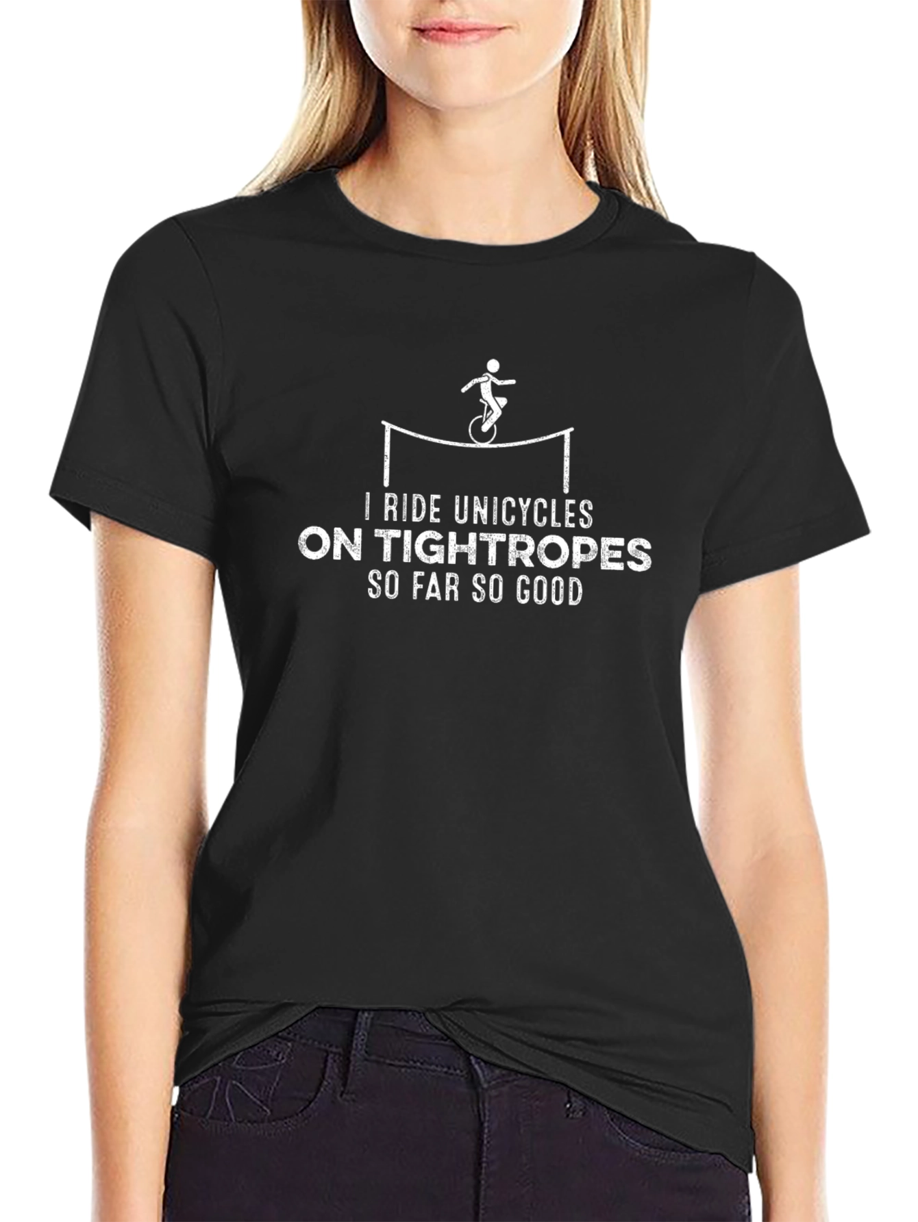 Unicycle Tightrope Rider Graphic Tee - Black