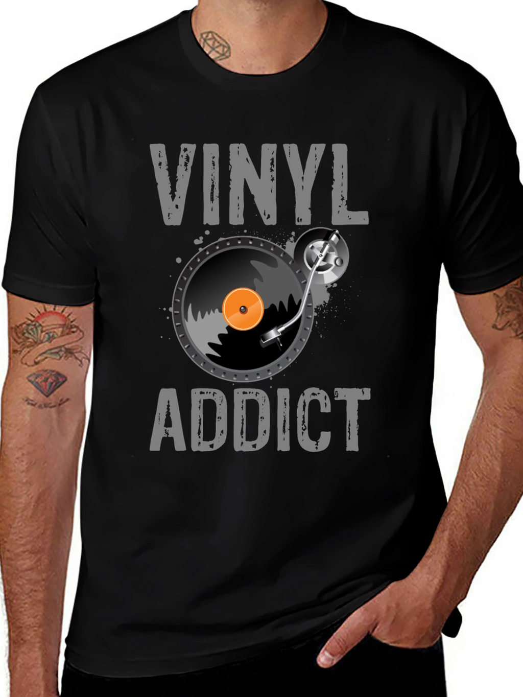 Vinyl Addict Graphic T-Shirt - Music Lover Tee