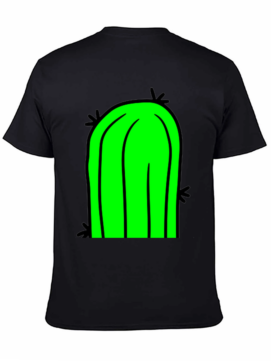Fun Cactus Graphic Tee - Black Cotton T-Shirt