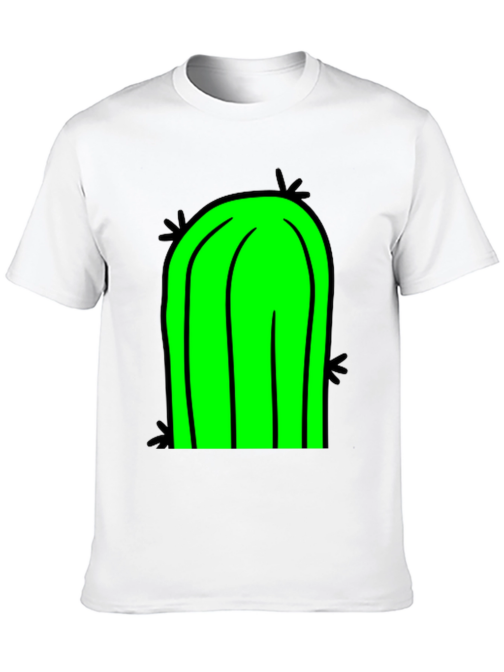 Fun Cactus Graphic Tee - Black Cotton T-Shirt