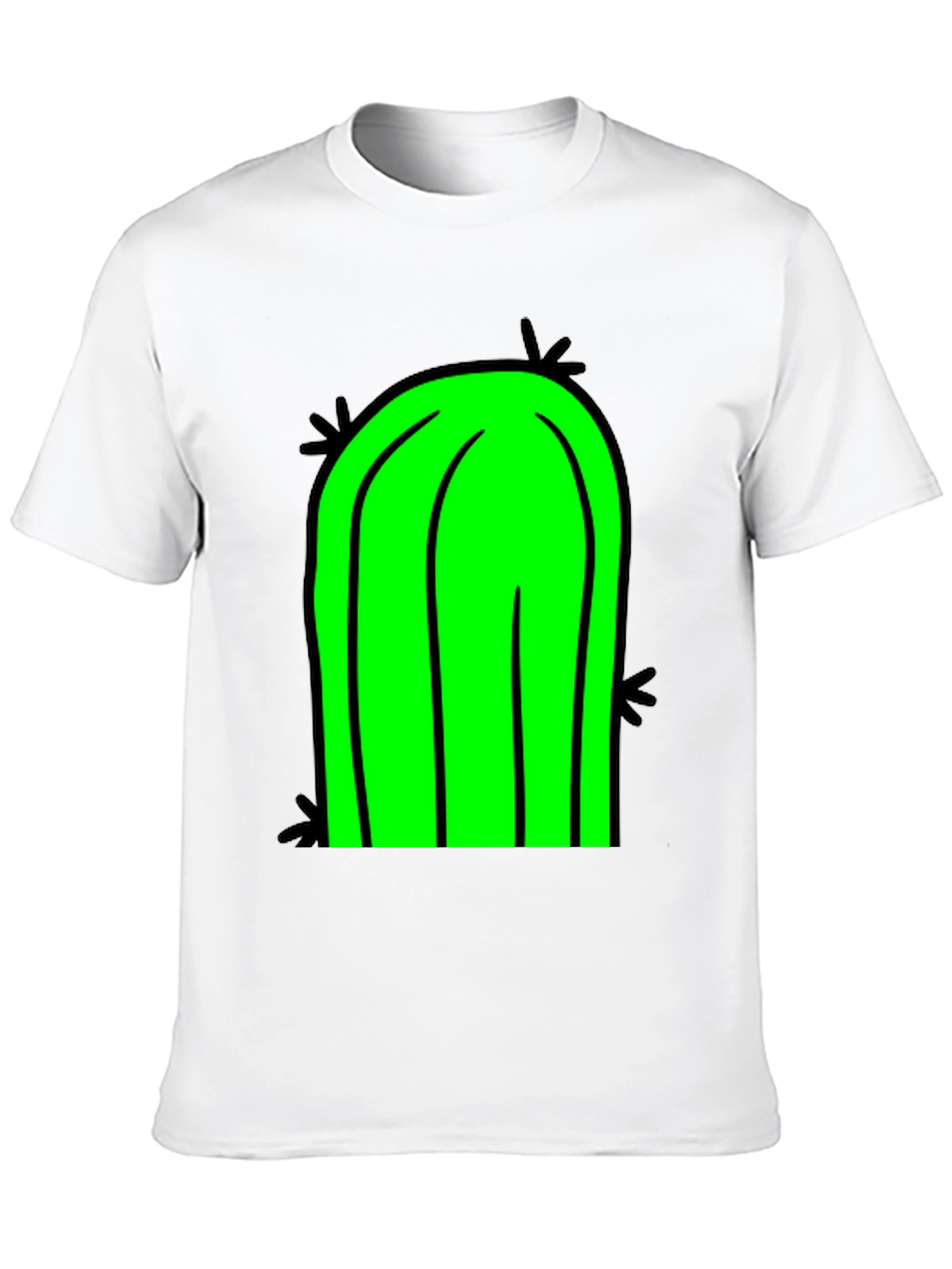 Fun Cactus Graphic Tee - Black Cotton T-Shirt