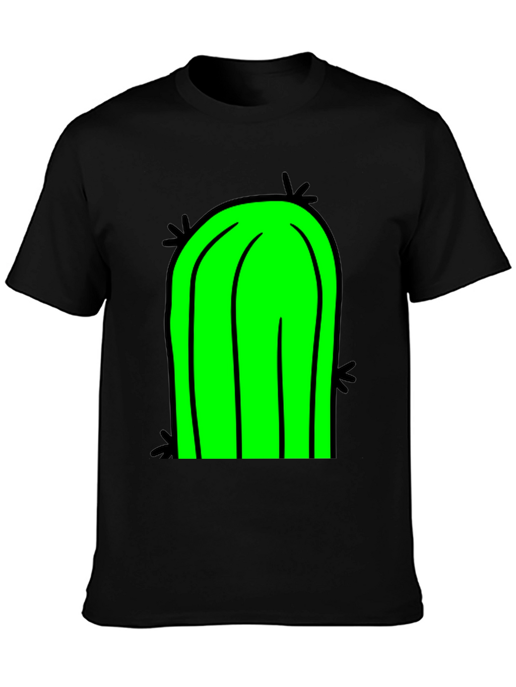 Fun Cactus Graphic Tee - Black Cotton T-Shirt