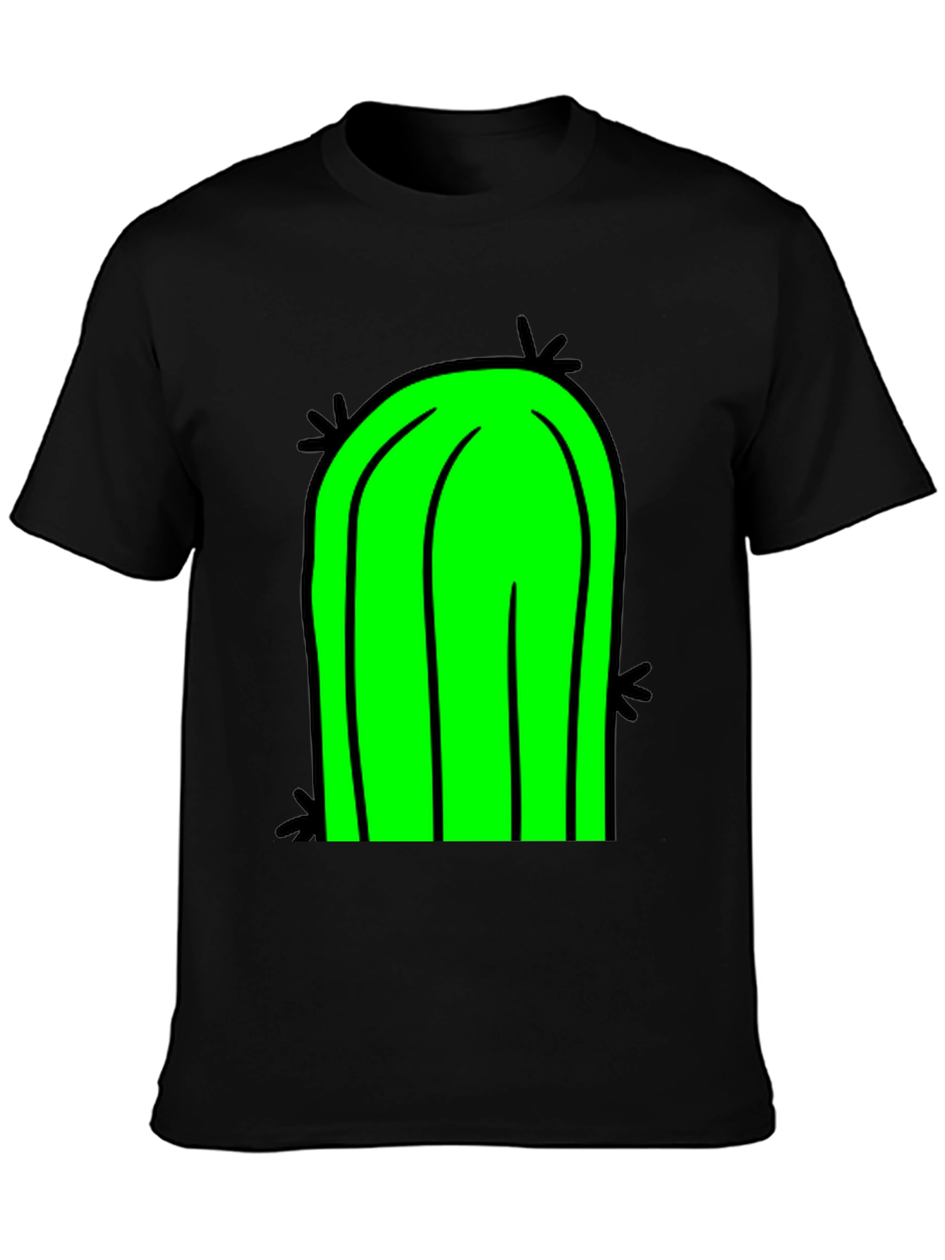 Fun Cactus Graphic Tee - Black Cotton T-Shirt