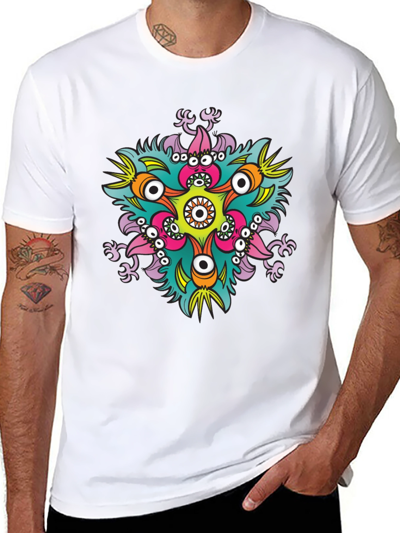 Eye-Catching Graphic Print Black T-Shirt