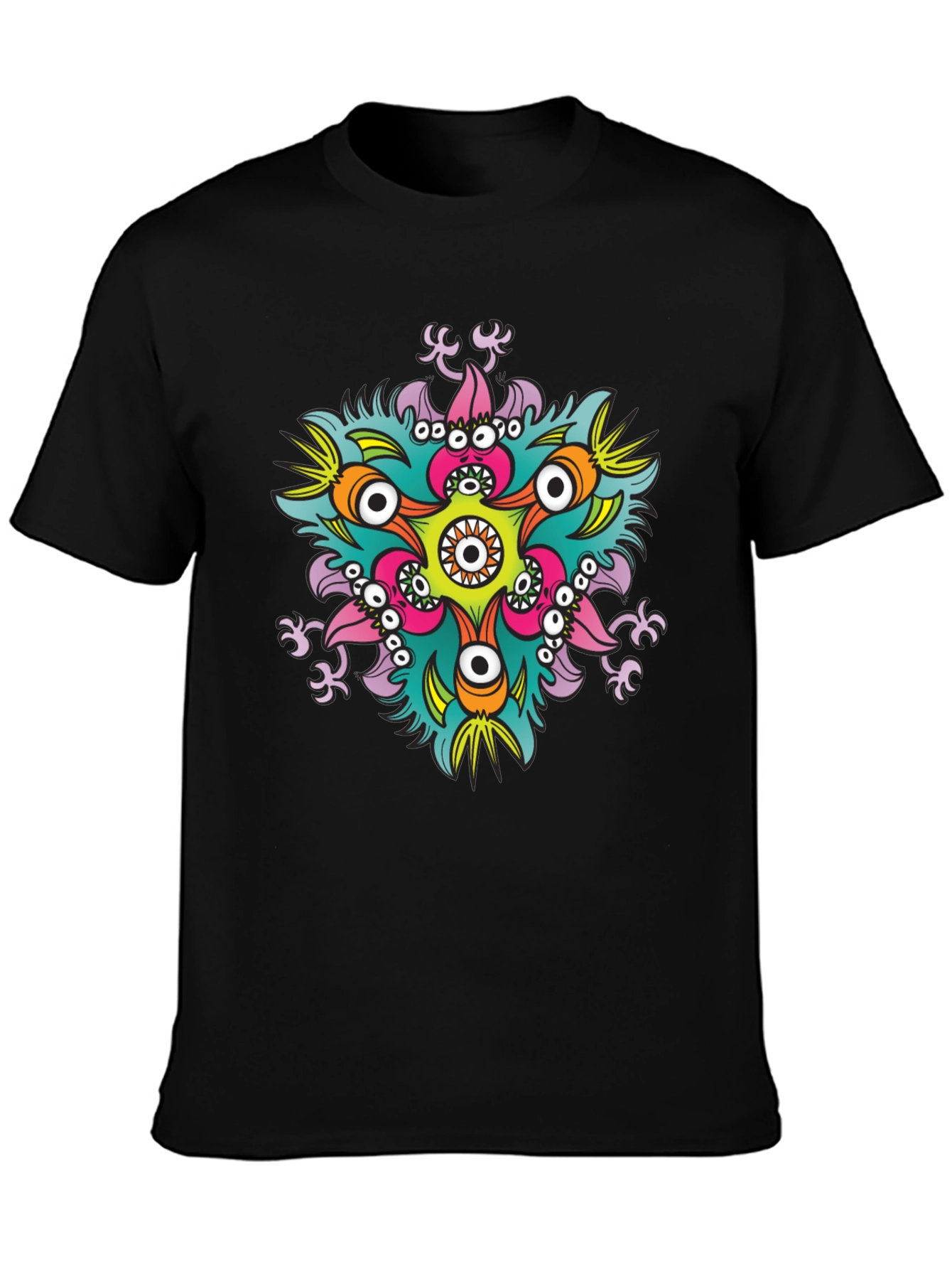 Eye-Catching Graphic Print Black T-Shirt