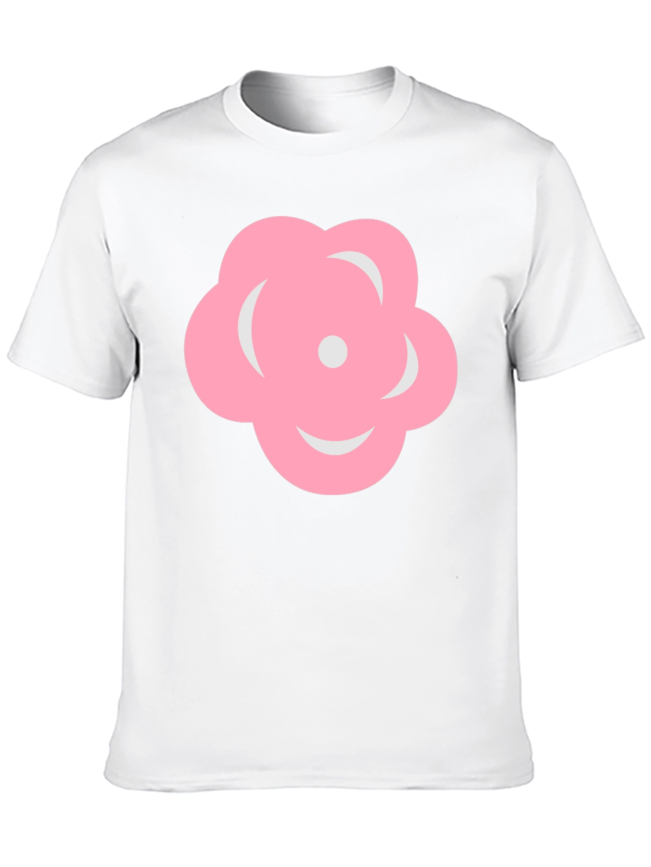 Pink Flower Graphic Black T-Shirt