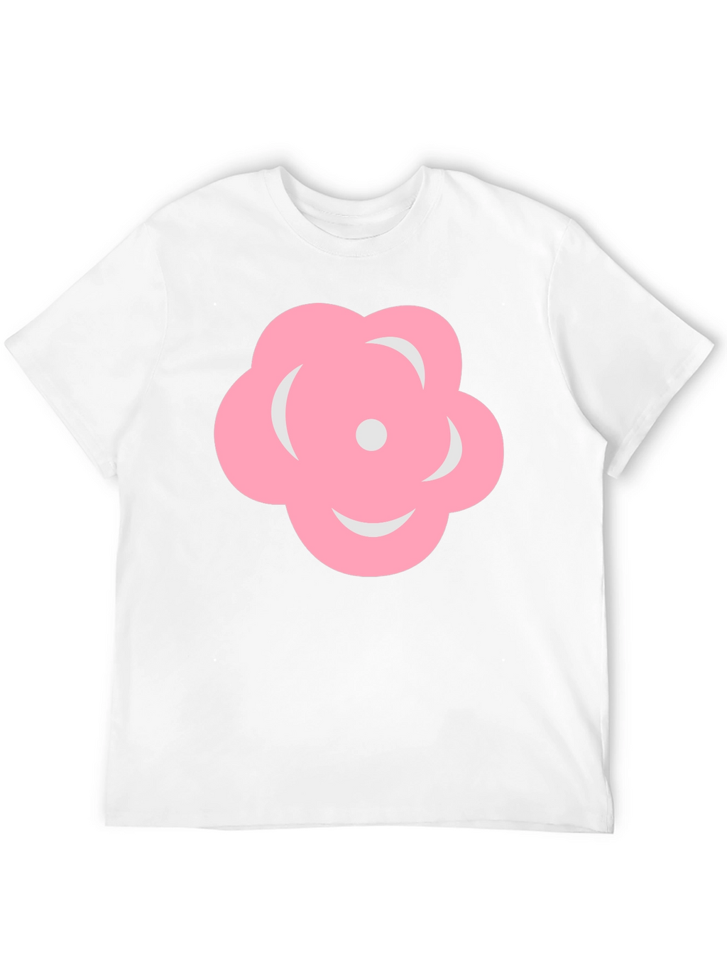 Pink Flower Graphic Black T-Shirt