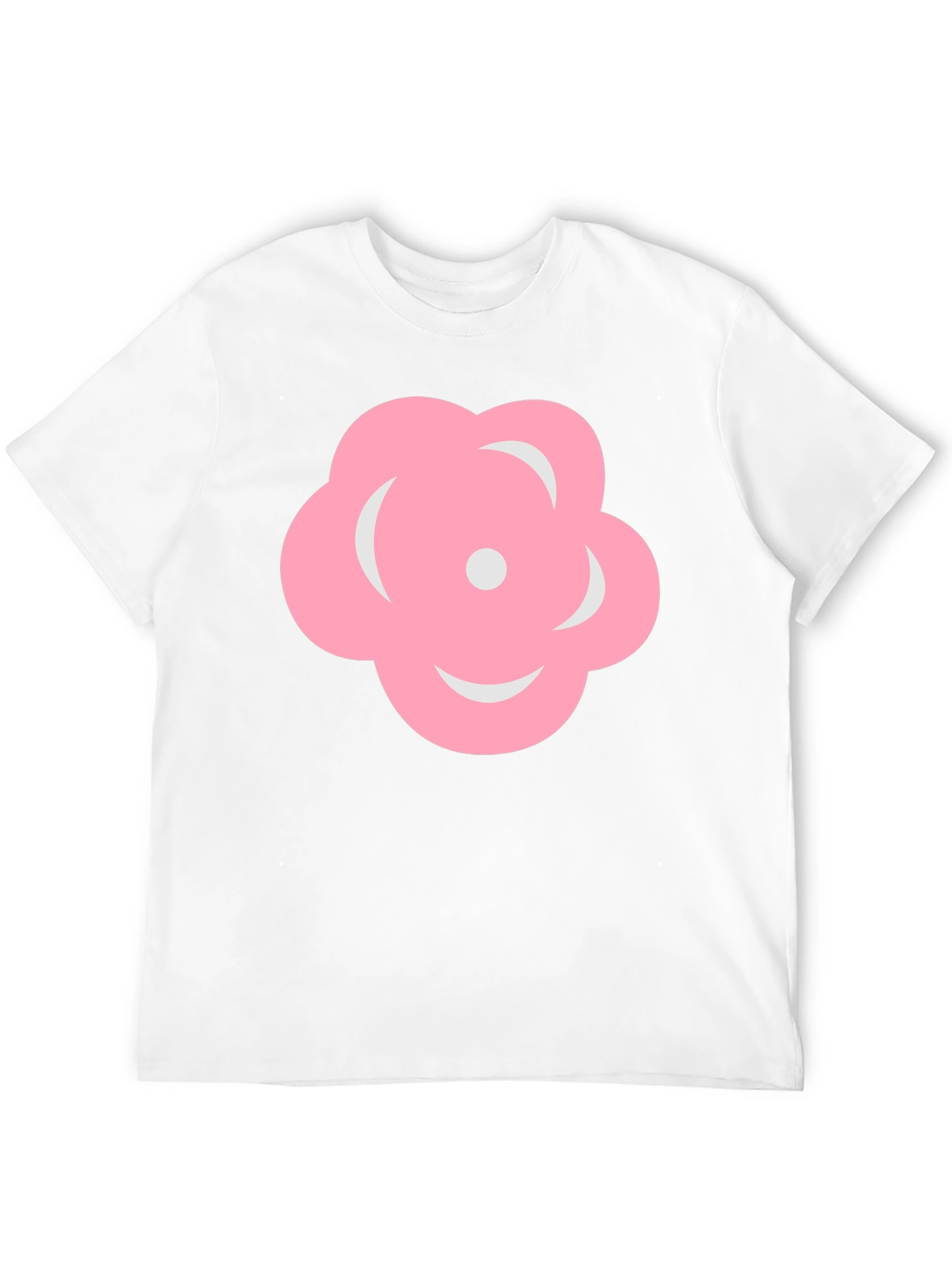 Pink Flower Graphic Black T-Shirt