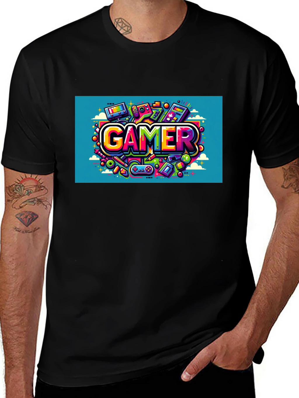 Gamer Graphic Tee - Black Cotton T-Shirt