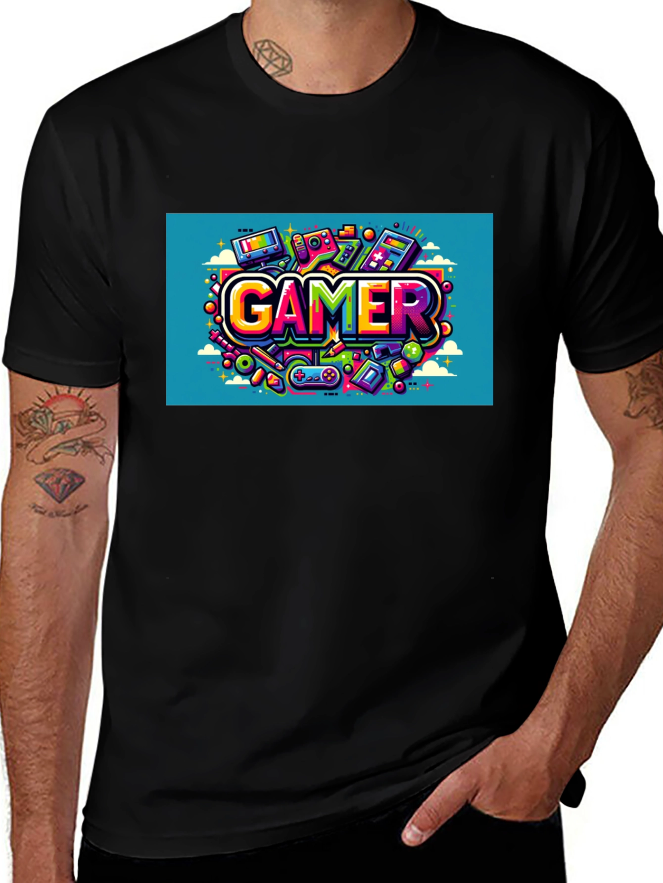 Gamer Graphic Tee - Black Cotton T-Shirt