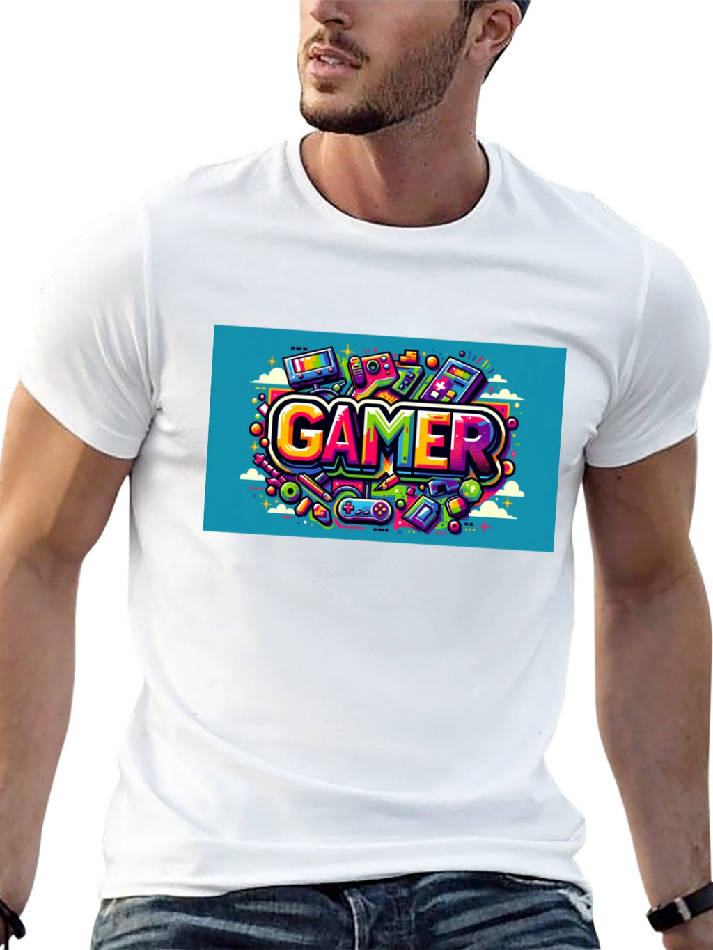 Gamer Graphic Tee - Black Cotton T-Shirt