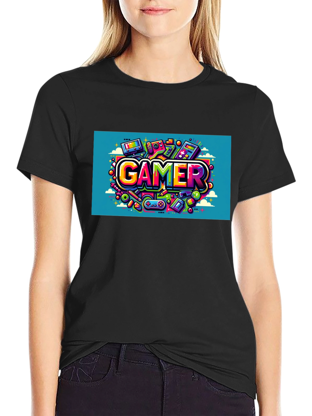 Gamer Graphic Tee - Black Cotton T-Shirt