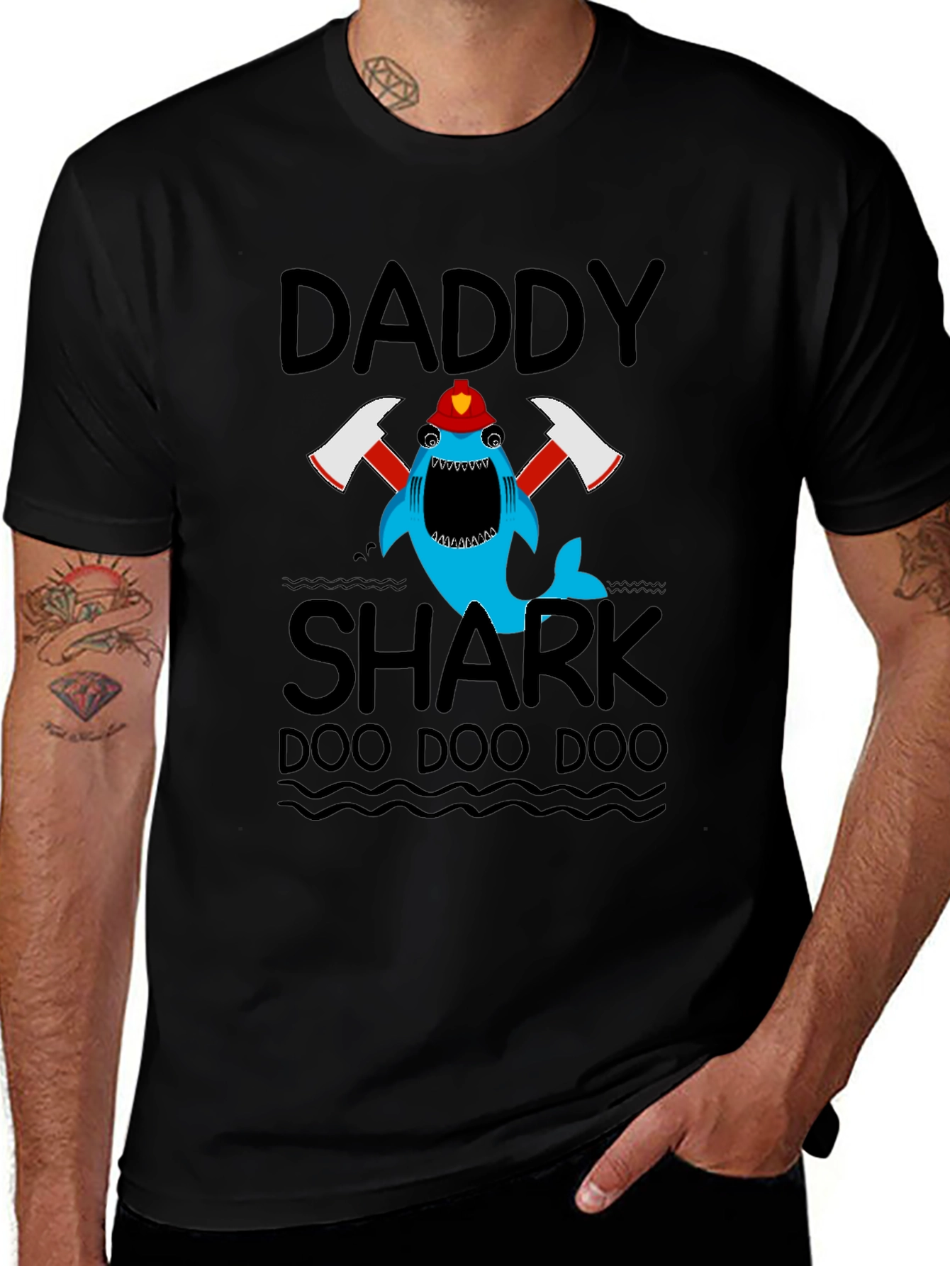 Daddy Shark Firefighter T-Shirt