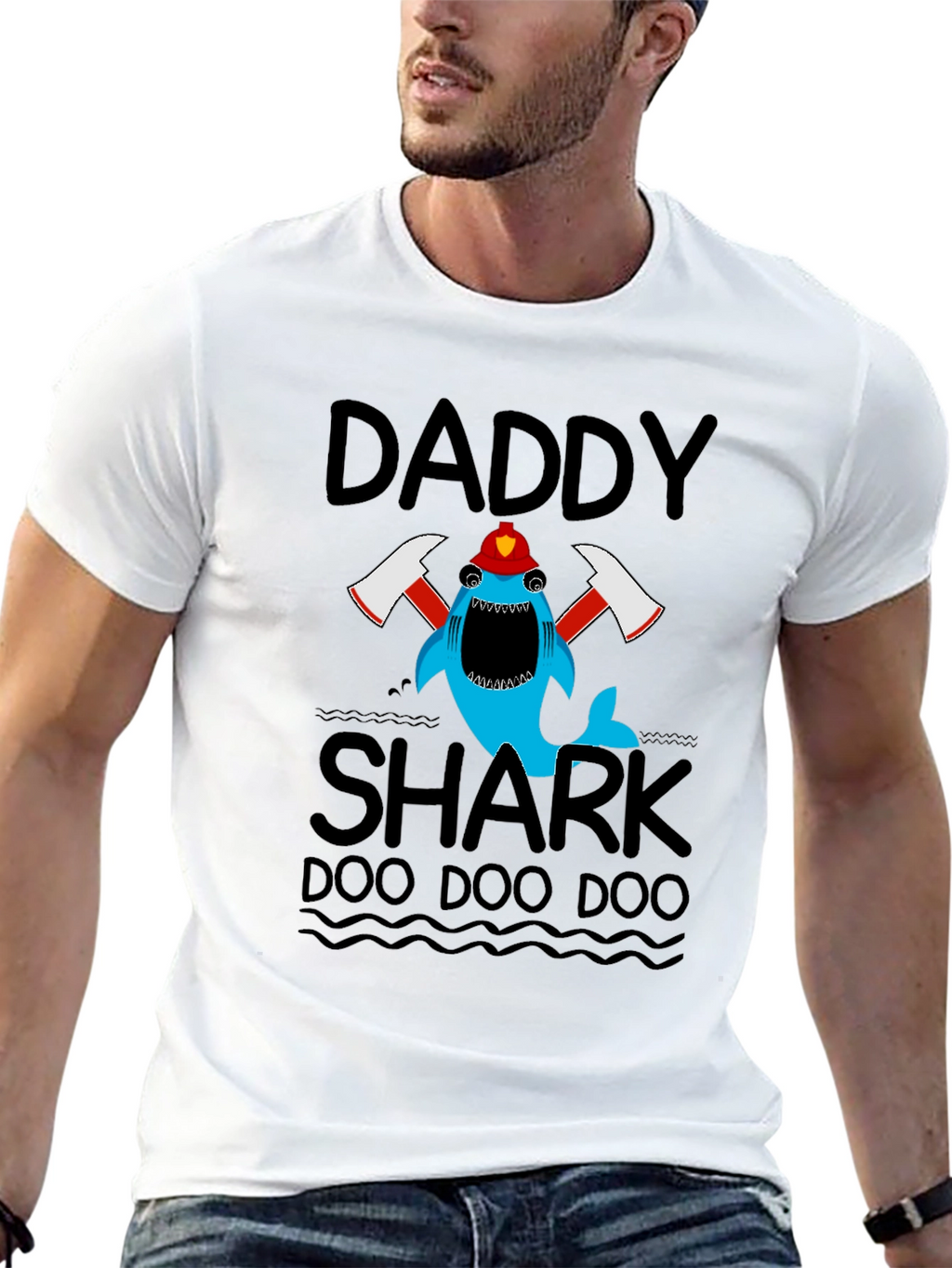 Daddy Shark Firefighter T-Shirt