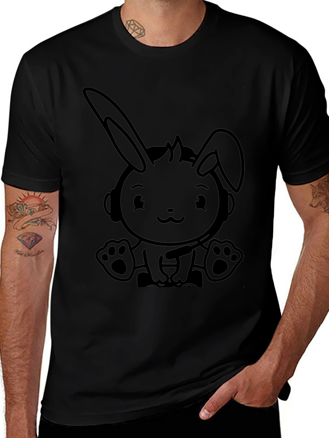 Cute Bunny Graphic Tee - Soft Cotton Blend Mens Fit
