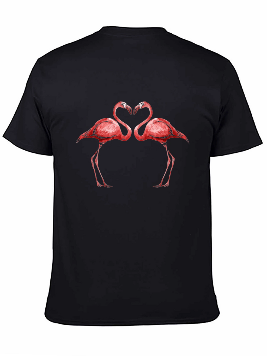 Flamingo Heart Graphic Tee - Black Cotton Shirt