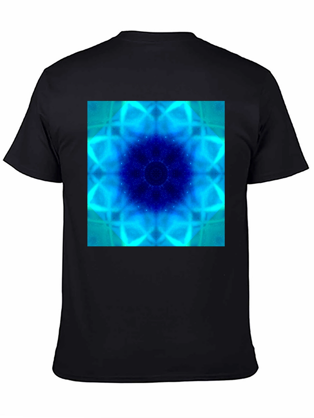 Blue Fractal Art Black T-Shirt