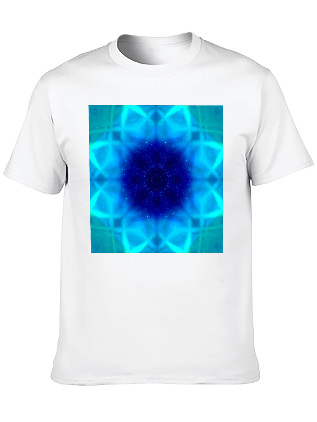 Blue Fractal Art Black T-Shirt