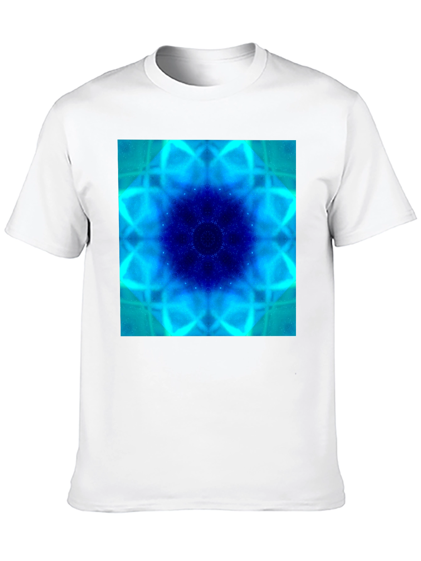 Blue Fractal Art Black T-Shirt