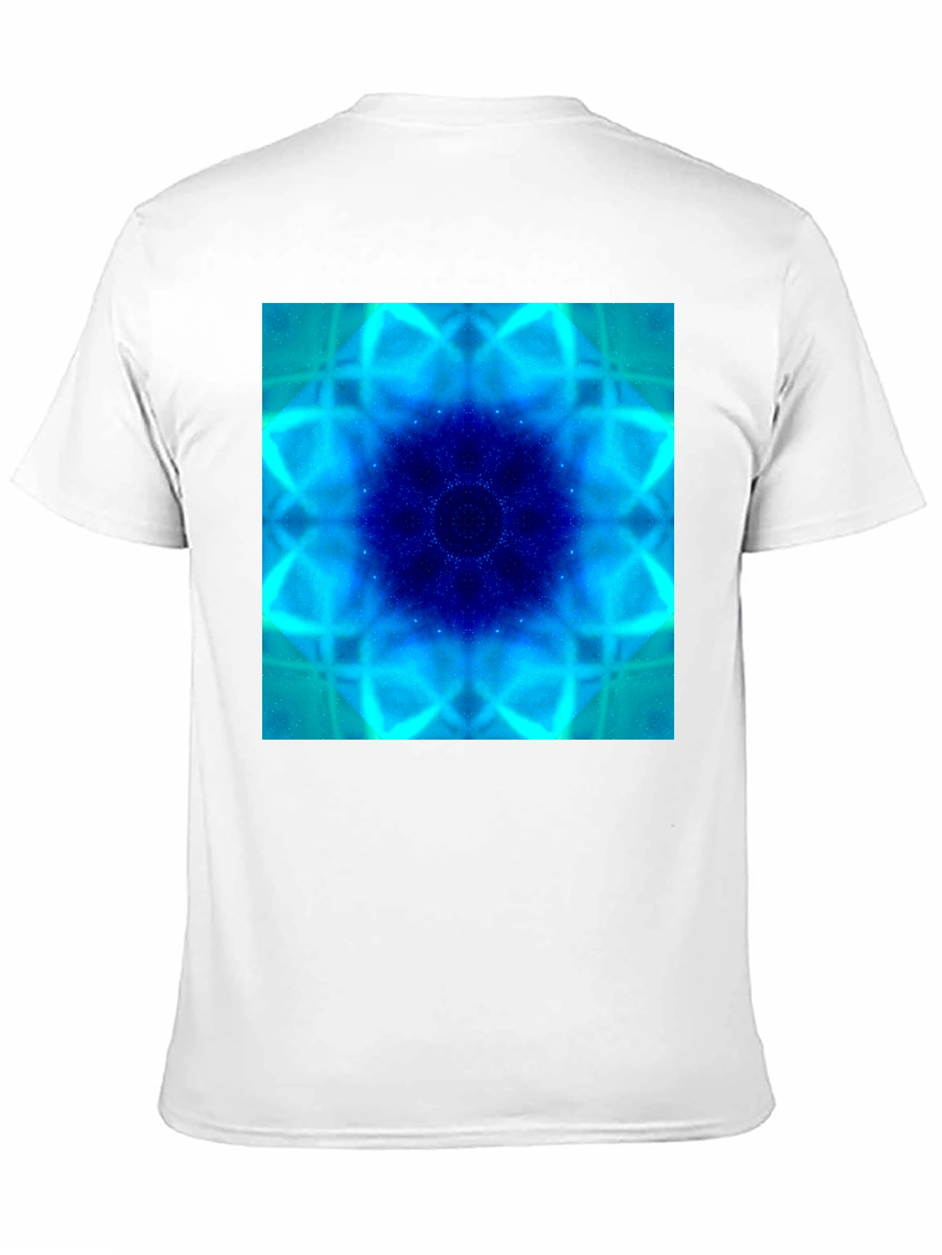 Blue Fractal Art Black T-Shirt