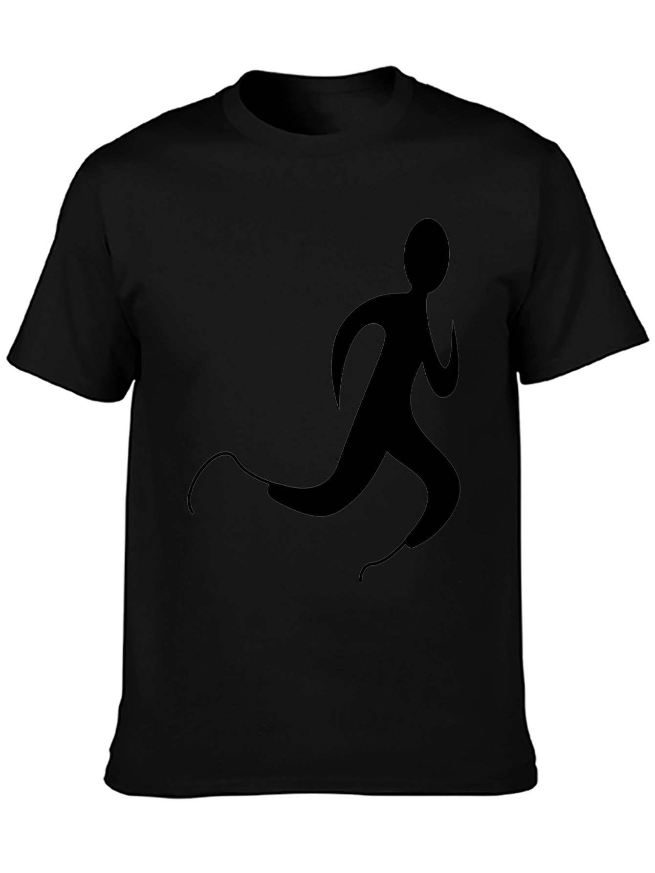 Mens Black T-Shirt with Runner Graphic