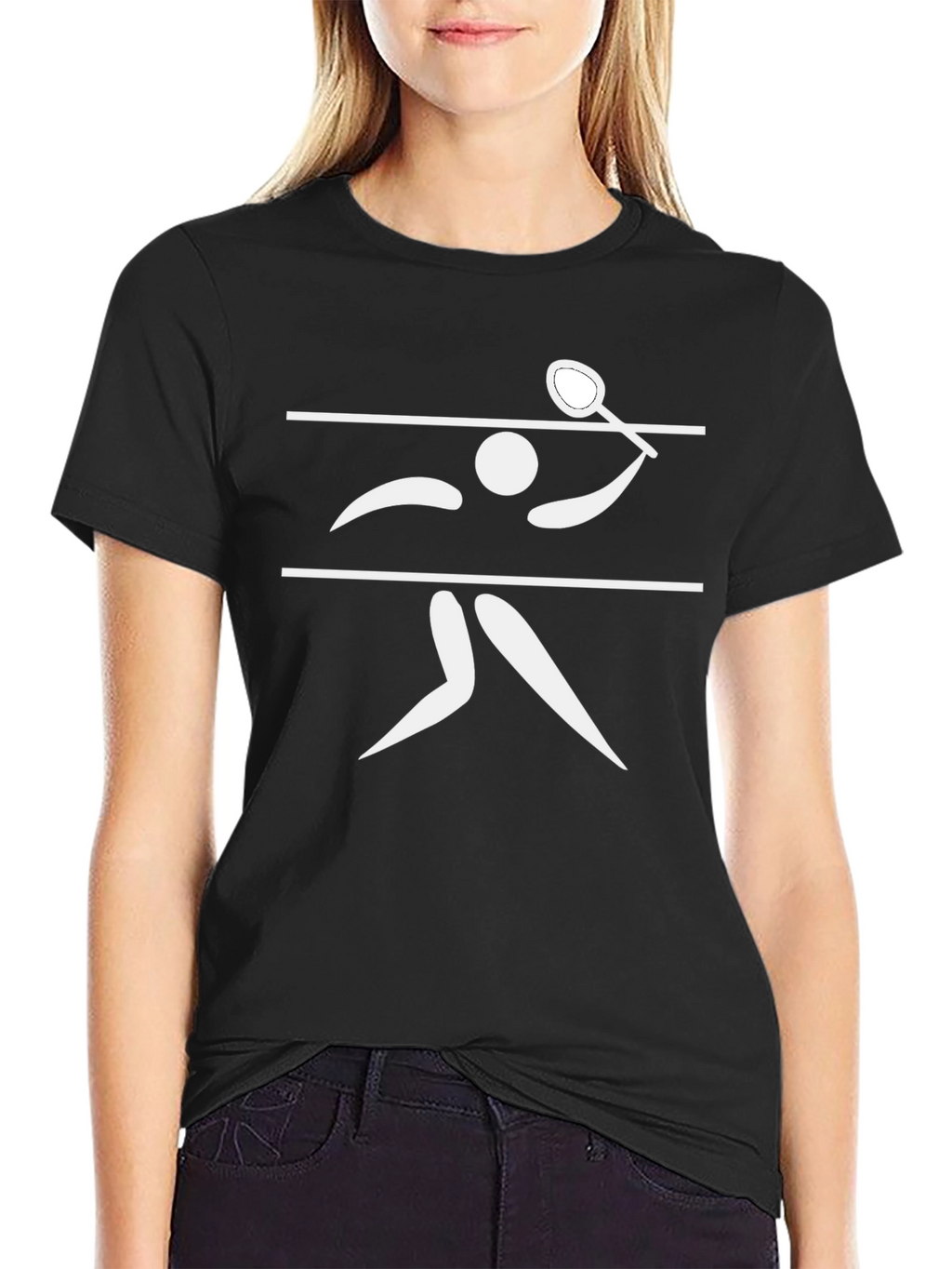 Squash Player Graphic T-Shirt - Black