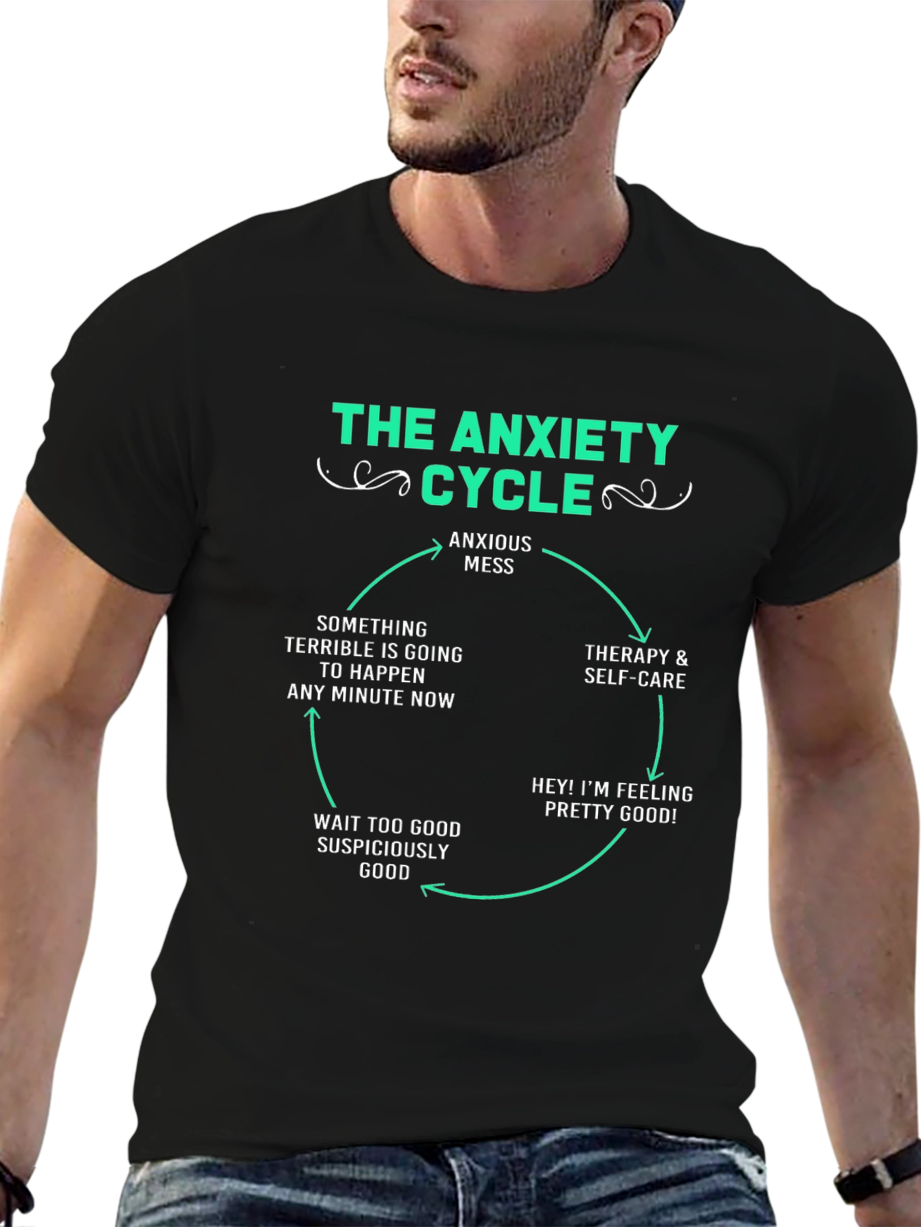 The Anxiety Cycle T-Shirt - Funny Mental Health Tee