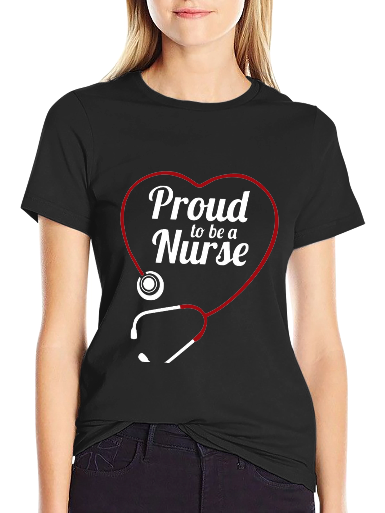 Proud Nurse Heart Stethoscope T-Shirt