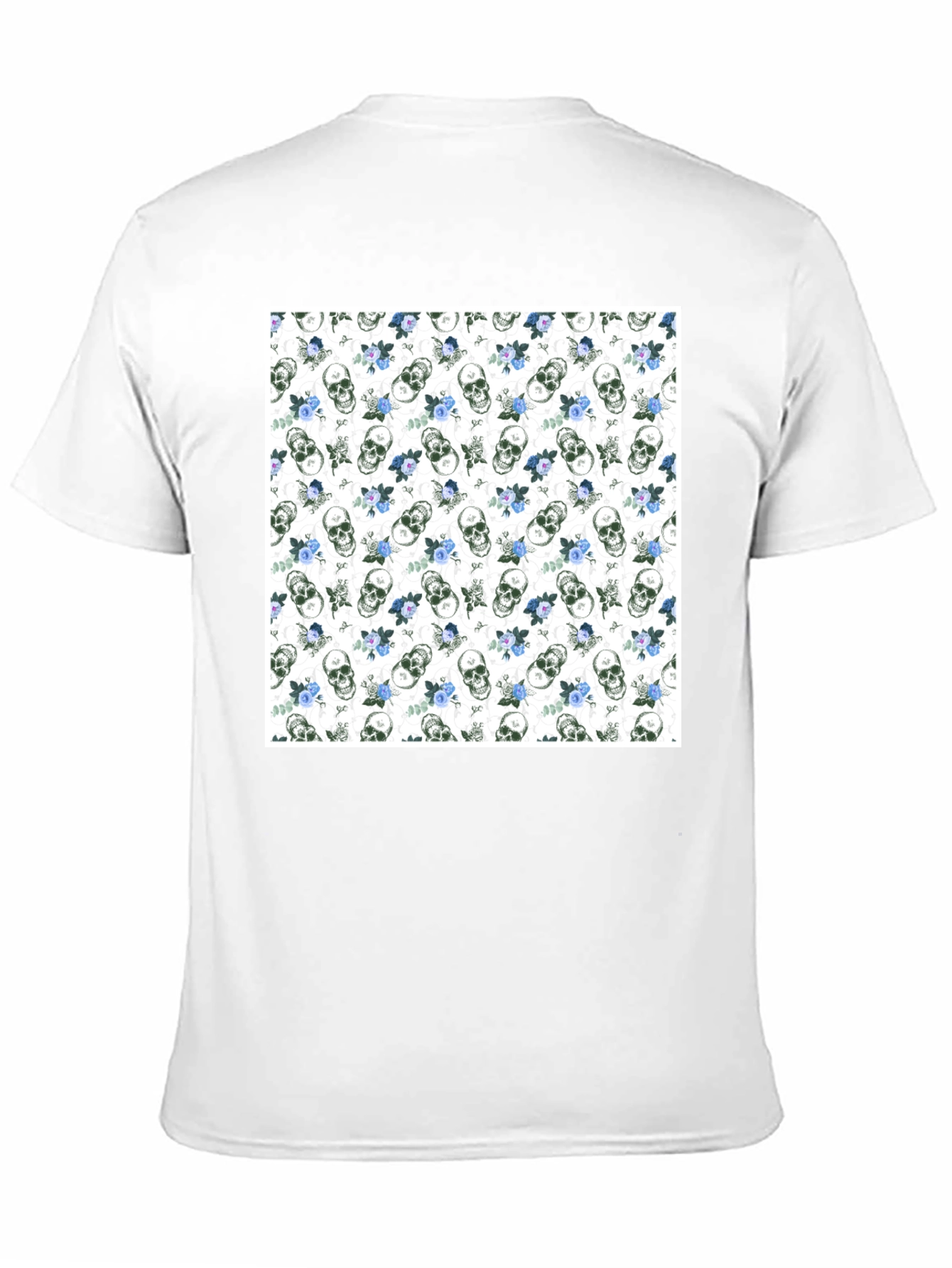 Skull & Roses Print Black Crew Neck T-Shirt