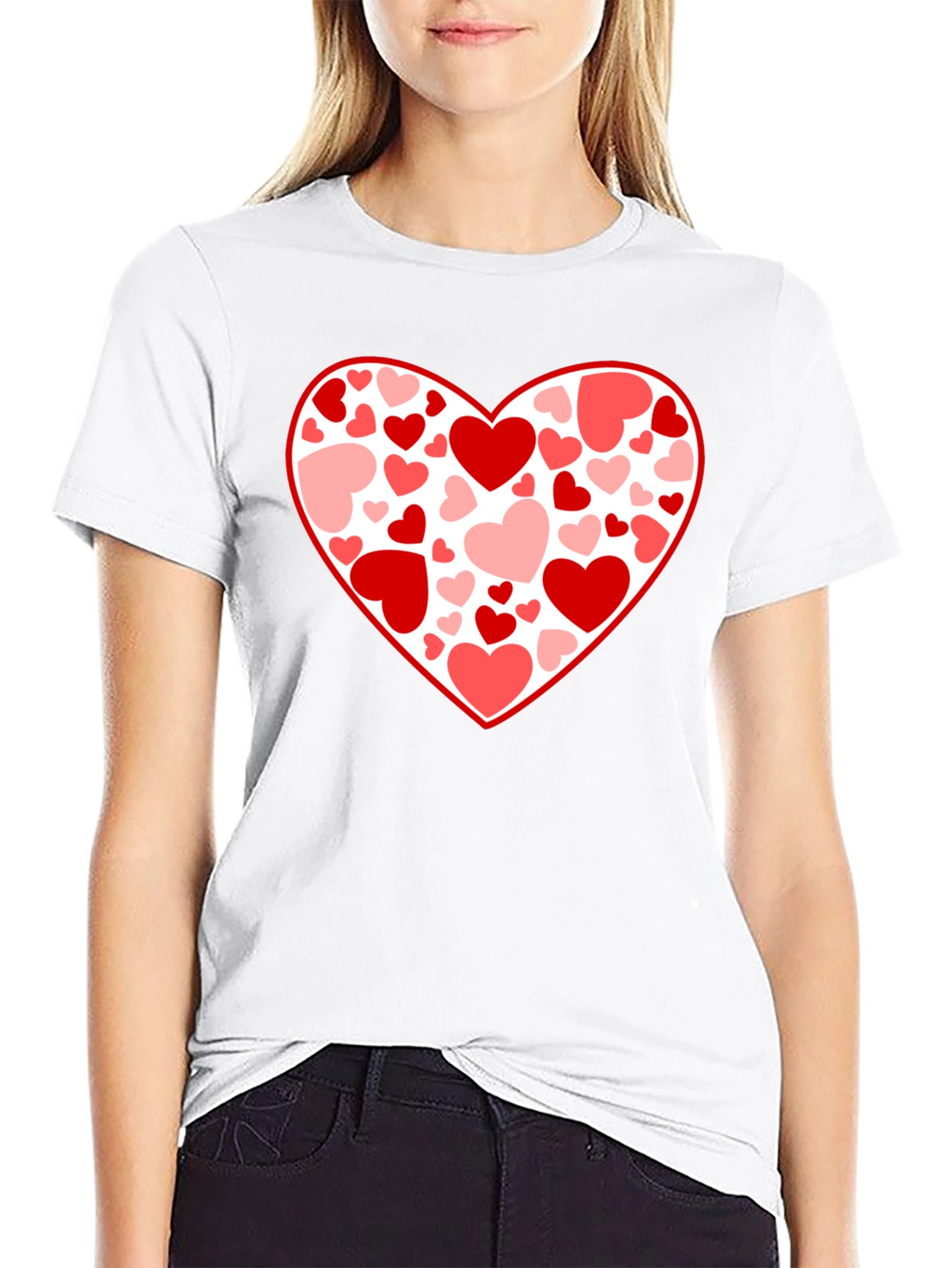 Heart Print Black T-Shirt