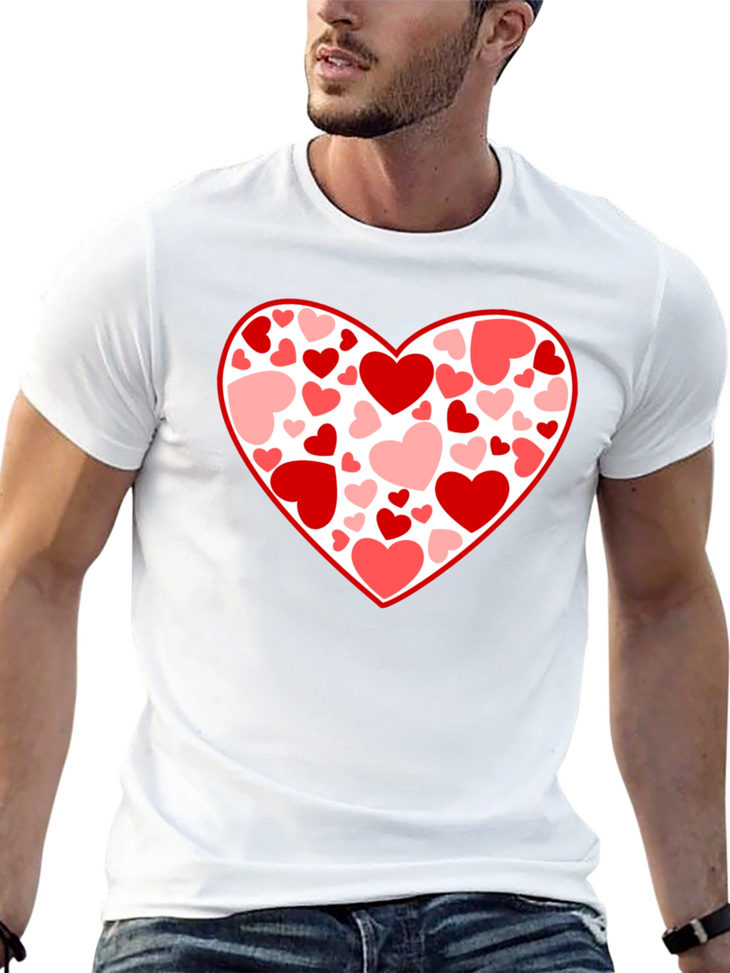 Heart Print Black T-Shirt