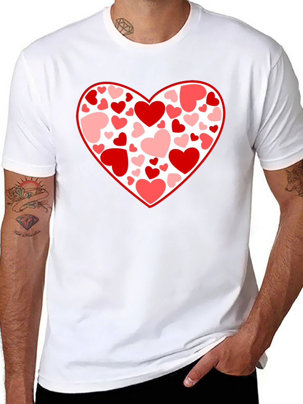 Heart Print Black T-Shirt