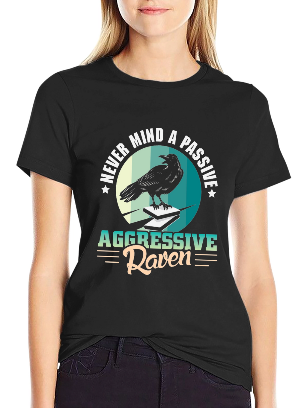 Aggressive Raven Graphic Tee - Unique Design Black T-Shirt