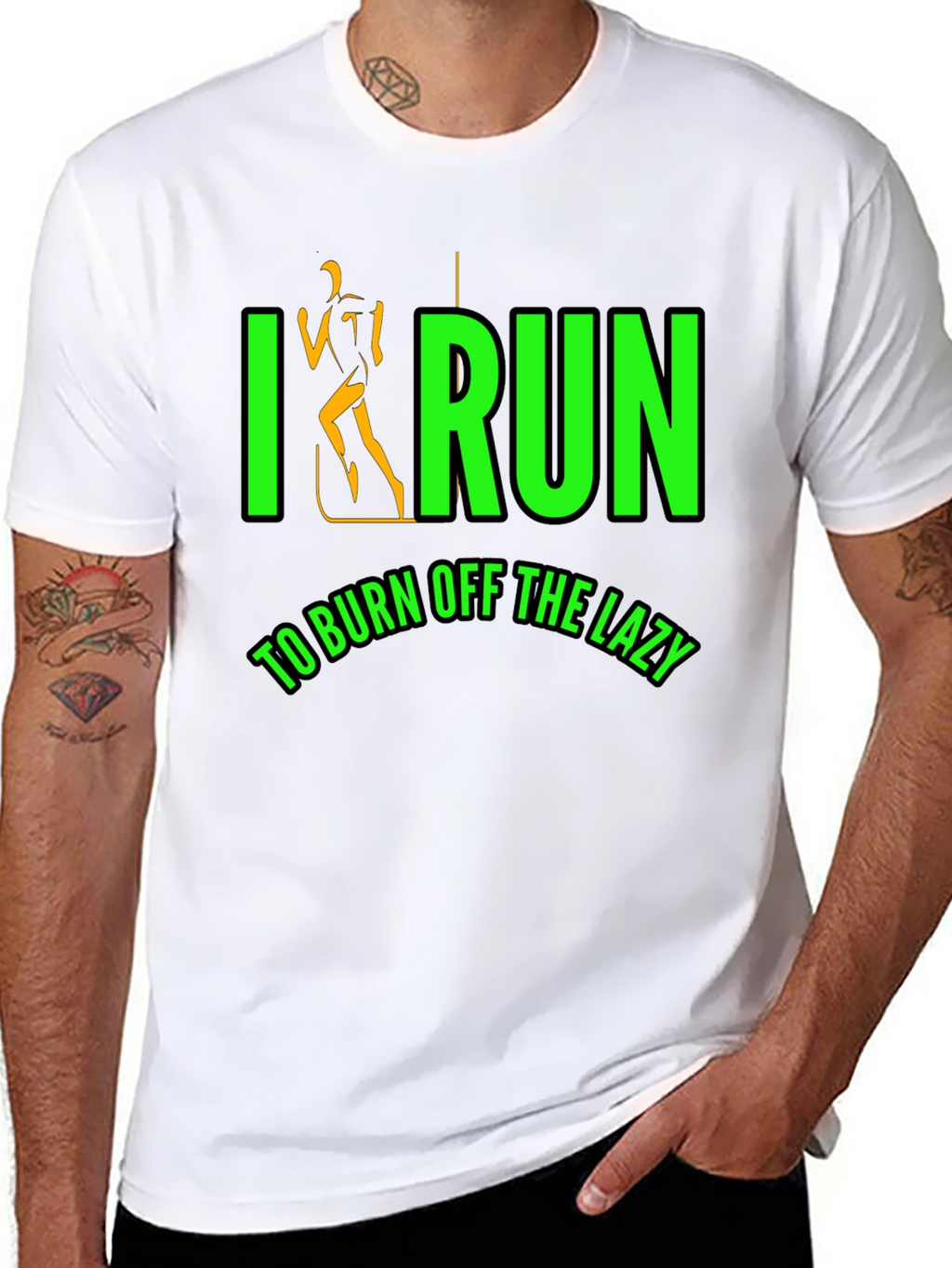 I Run To Burn Off The Lazy Black T-Shirt
